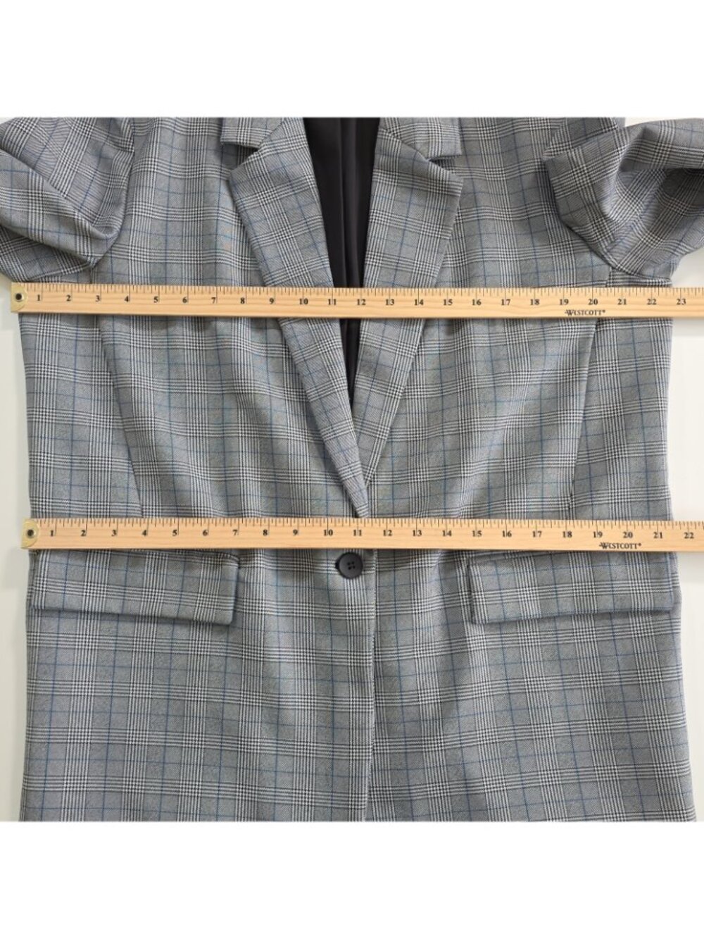 Steve Madden Blazer L Gray Plaid 1B Lined Academia Office Siren Corporate Girlie - Picture 6 of 16